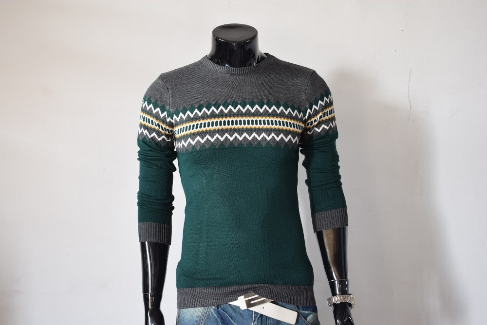 Casual Slim Fit Knitting Mens Striped Sweaters