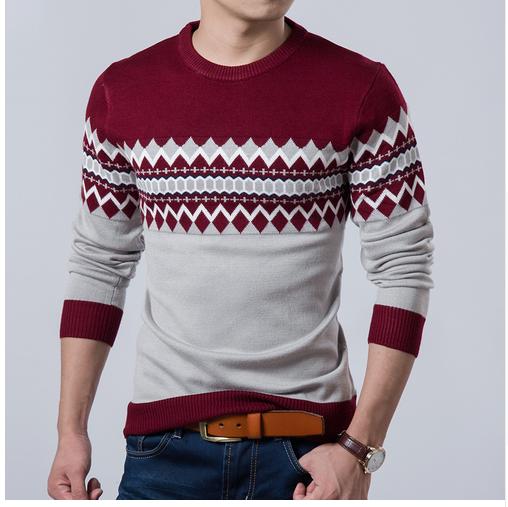 Casual Slim Fit Knitting Mens Striped Sweaters