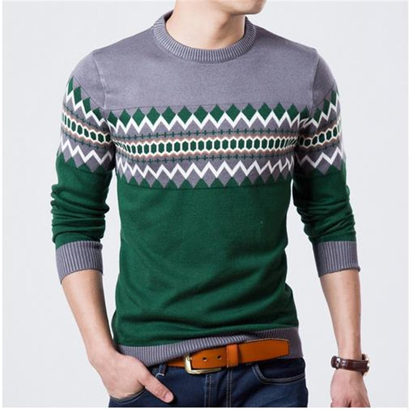 Casual Slim Fit Knitting Mens Striped Sweaters