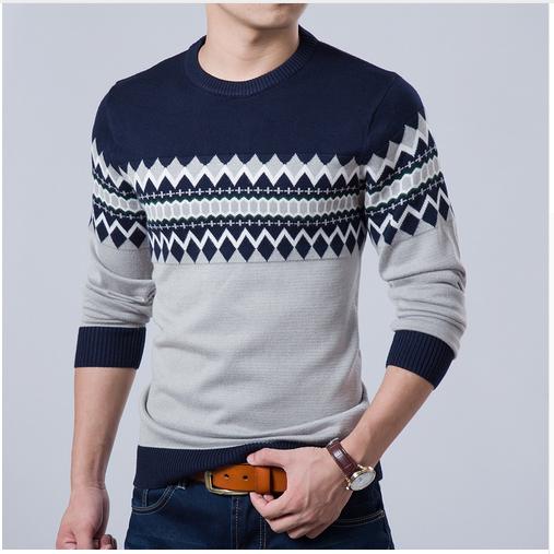 Casual Slim Fit Knitting Mens Striped Sweaters