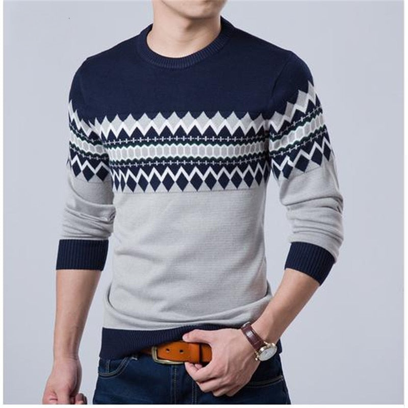 Casual Slim Fit Knitting Mens Striped Sweaters