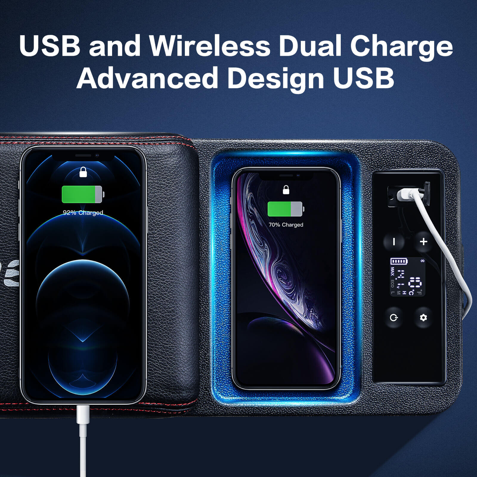Bodegacooler CF8 9quart armrest mini car refrigerator usb wireless charging