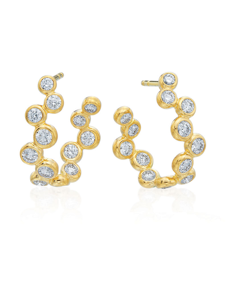 Moonlight Diamond Bezel-Set ZigZag Hoop Earrings