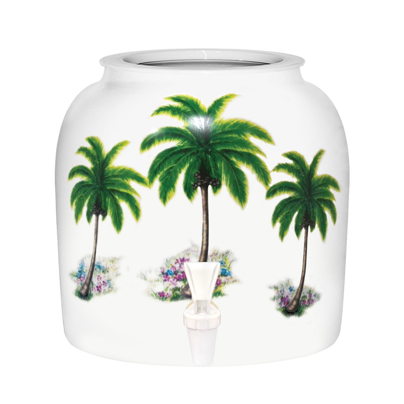 GEO Porcelain Ceramic Crock Water Dispenser - Palm Trees