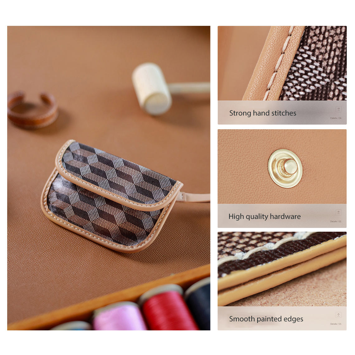 POPSEWING? Leather Checker Coin Purse DIY Kits