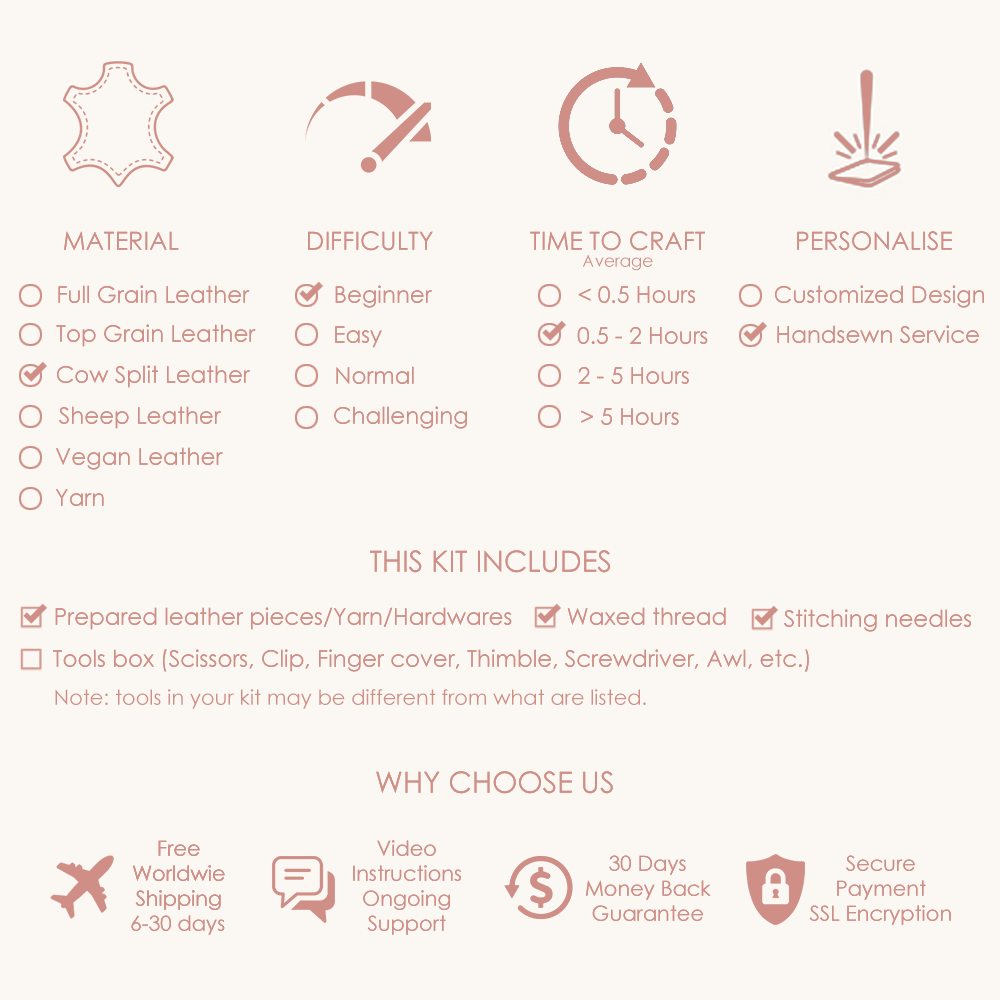 DIY Leather Kits - Difficulty, Time Consuming, Type, Custom Service | CUCUBIRD?