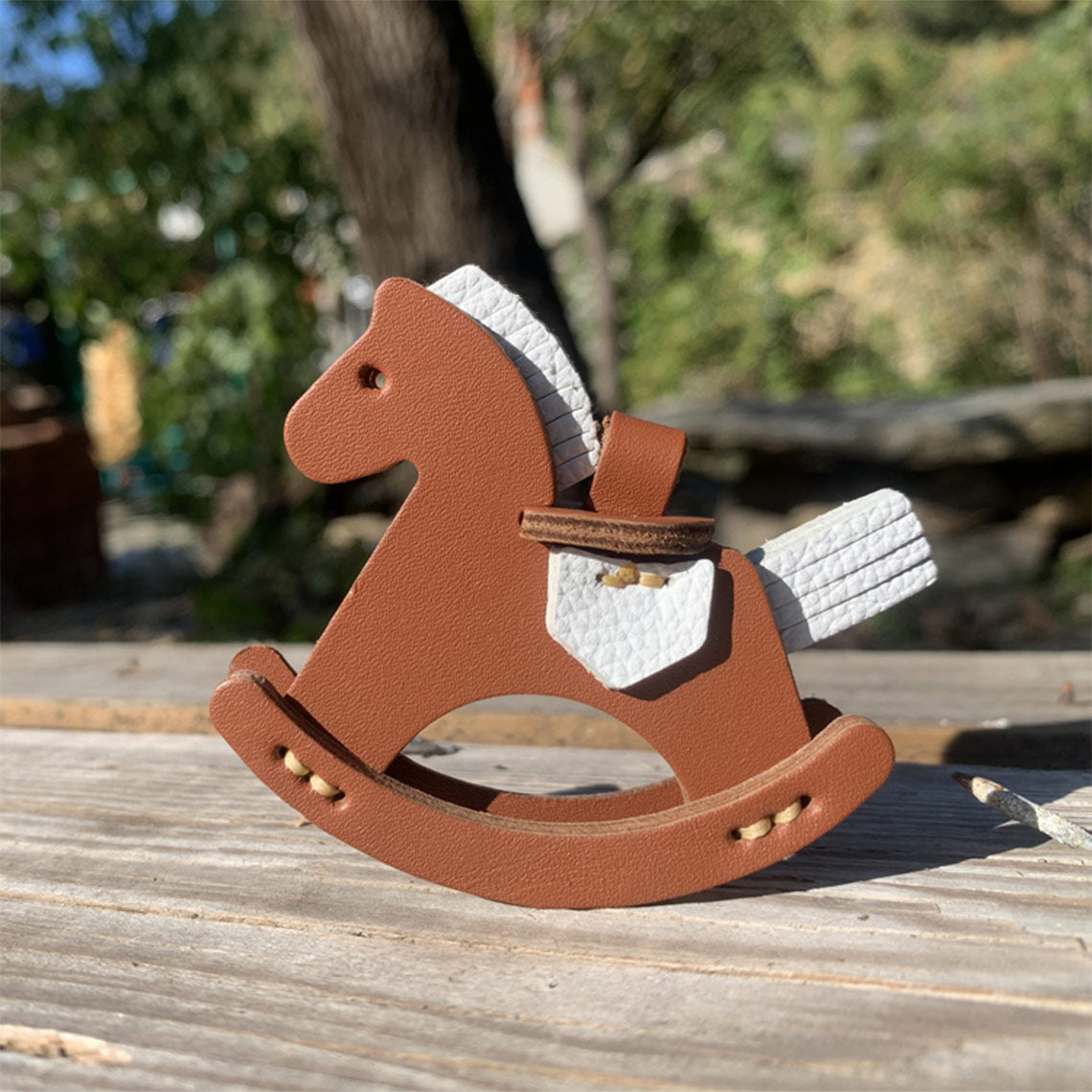 Full Grain Leather Rocking Horse Bag Charm