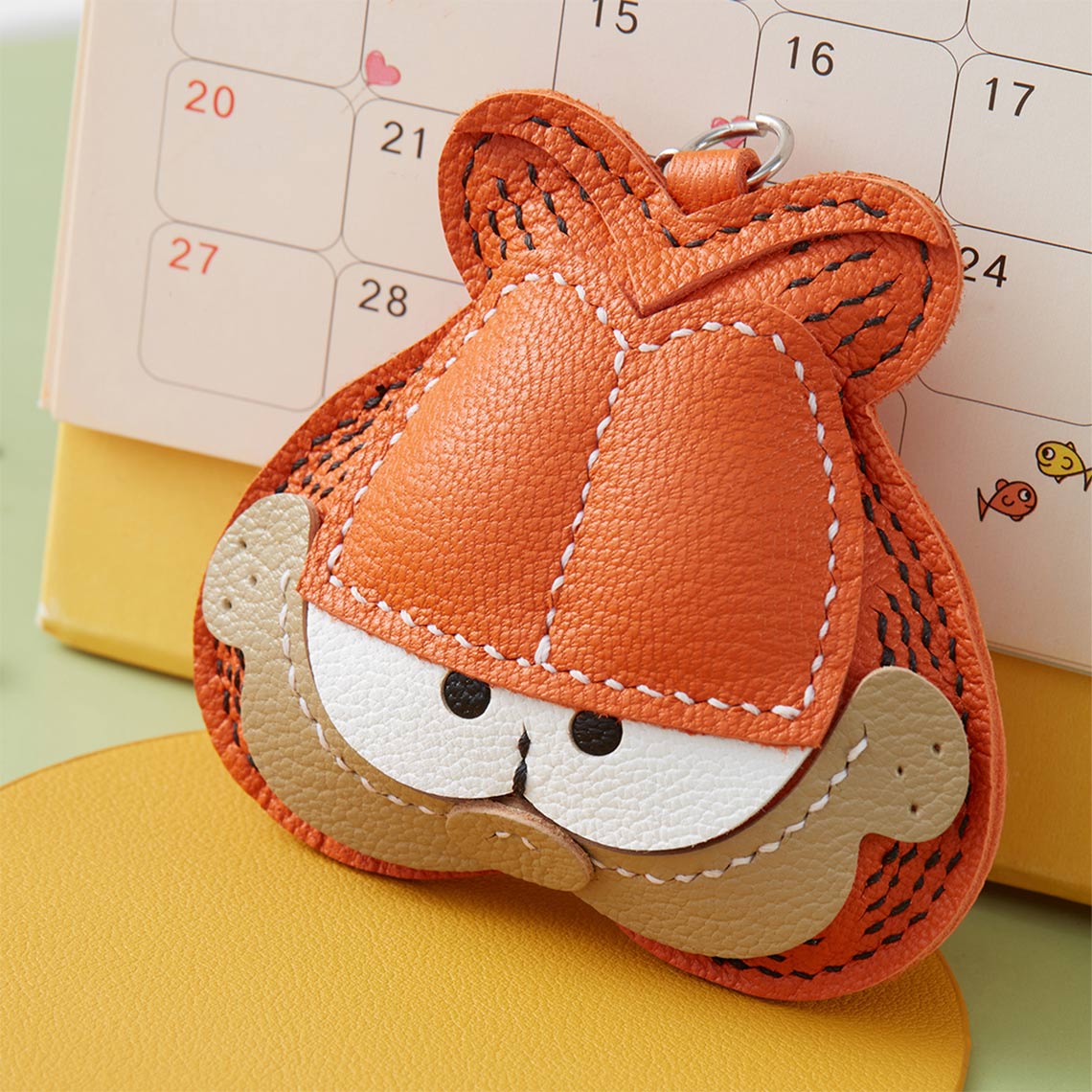 POPSEWING? Sheep Leather Garfield Cat Keychain DIY Kit