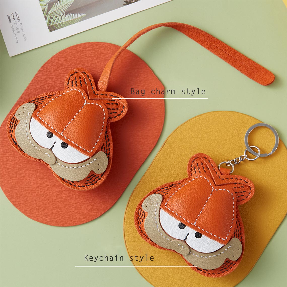 POPSEWING? Sheep Leather Garfield Cat Keychain DIY Kit