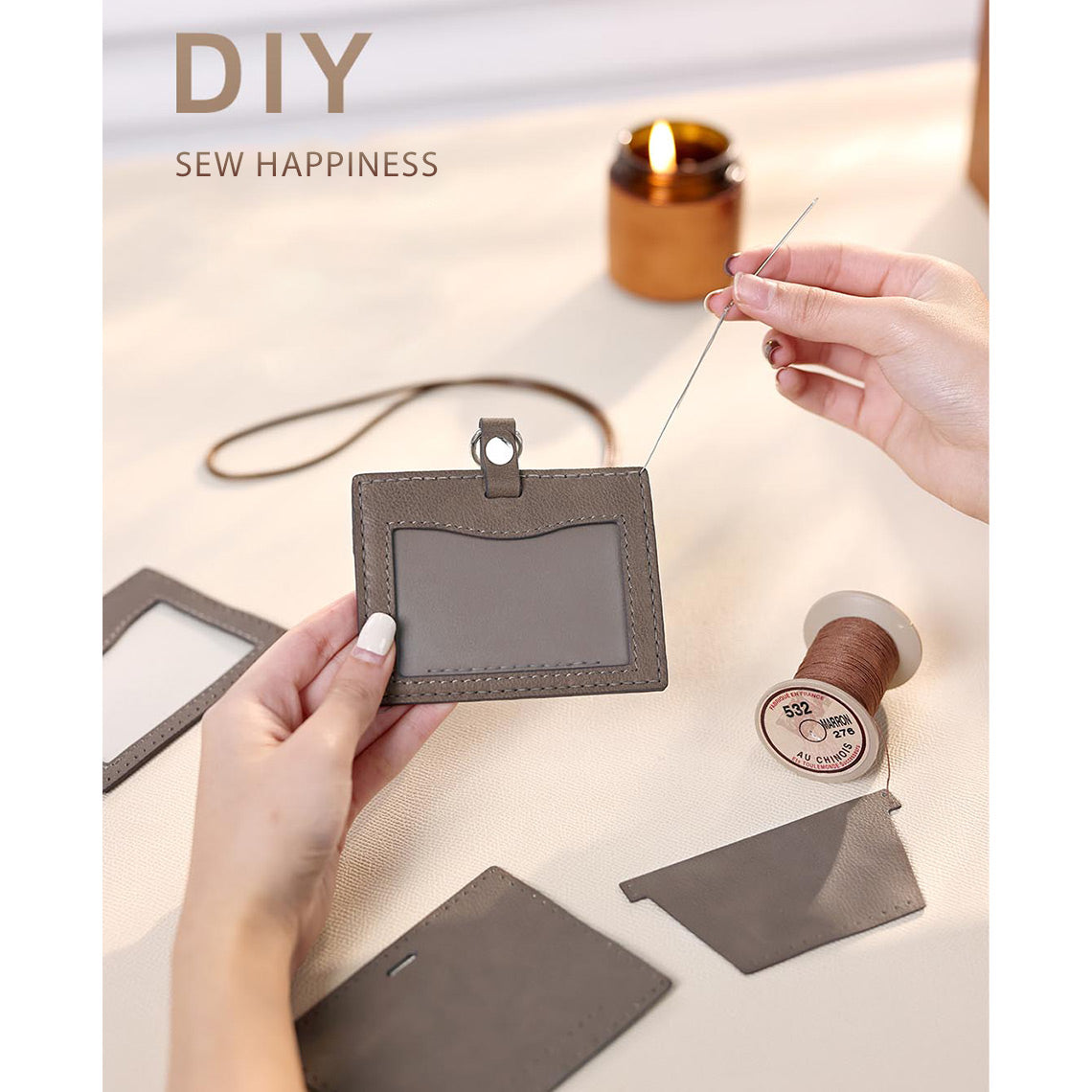 POPSEWING? Top Grain Leather ID Badge Holder DIY Kit