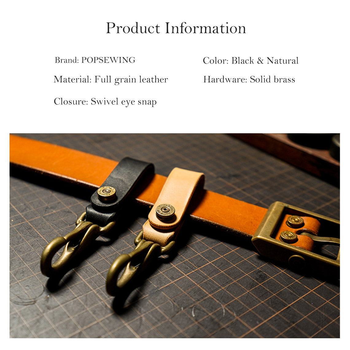 POPSEWING? Full Grain Leather Vintage Belt Loop Keychain
