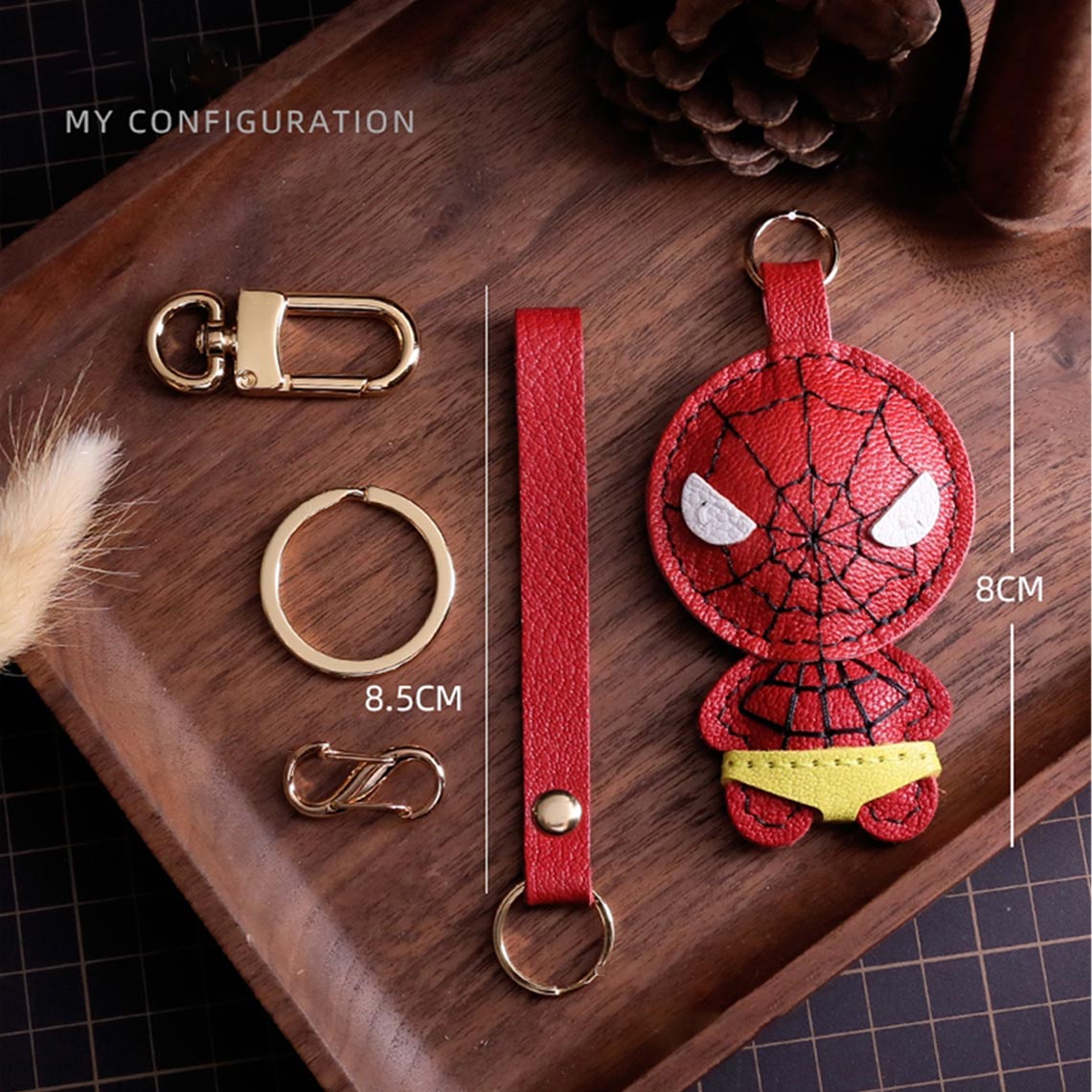 POPSEWING? Sheep Leather Spiderman Keychain DIY Kit