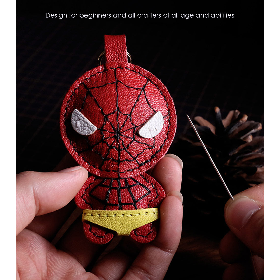 POPSEWING? Sheep Leather Spiderman Keychain DIY Kit