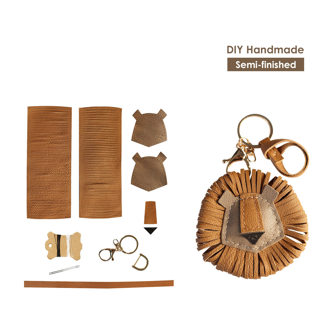 POPSEWING? Sheep Leather Leo Lion Keychain DIY Kit