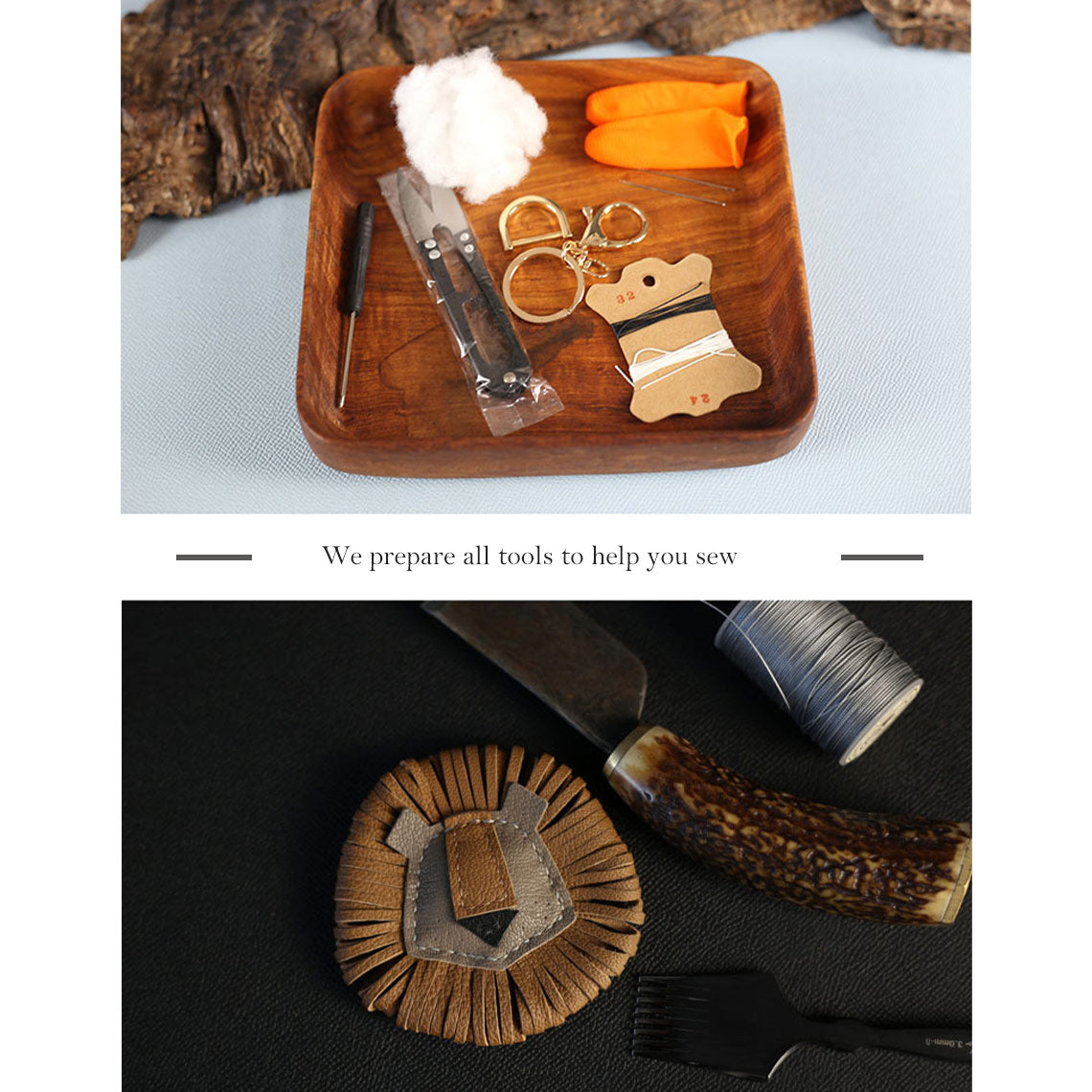 POPSEWING? Sheep Leather Leo Lion Keychain DIY Kit