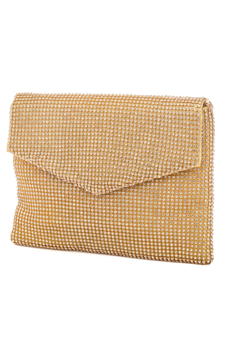 Rhinestone Mesh Envelope Clutch Bag