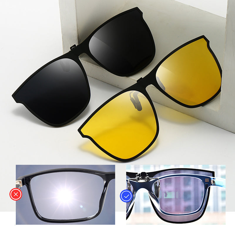 New polarized clip-on flip-up sunglasses