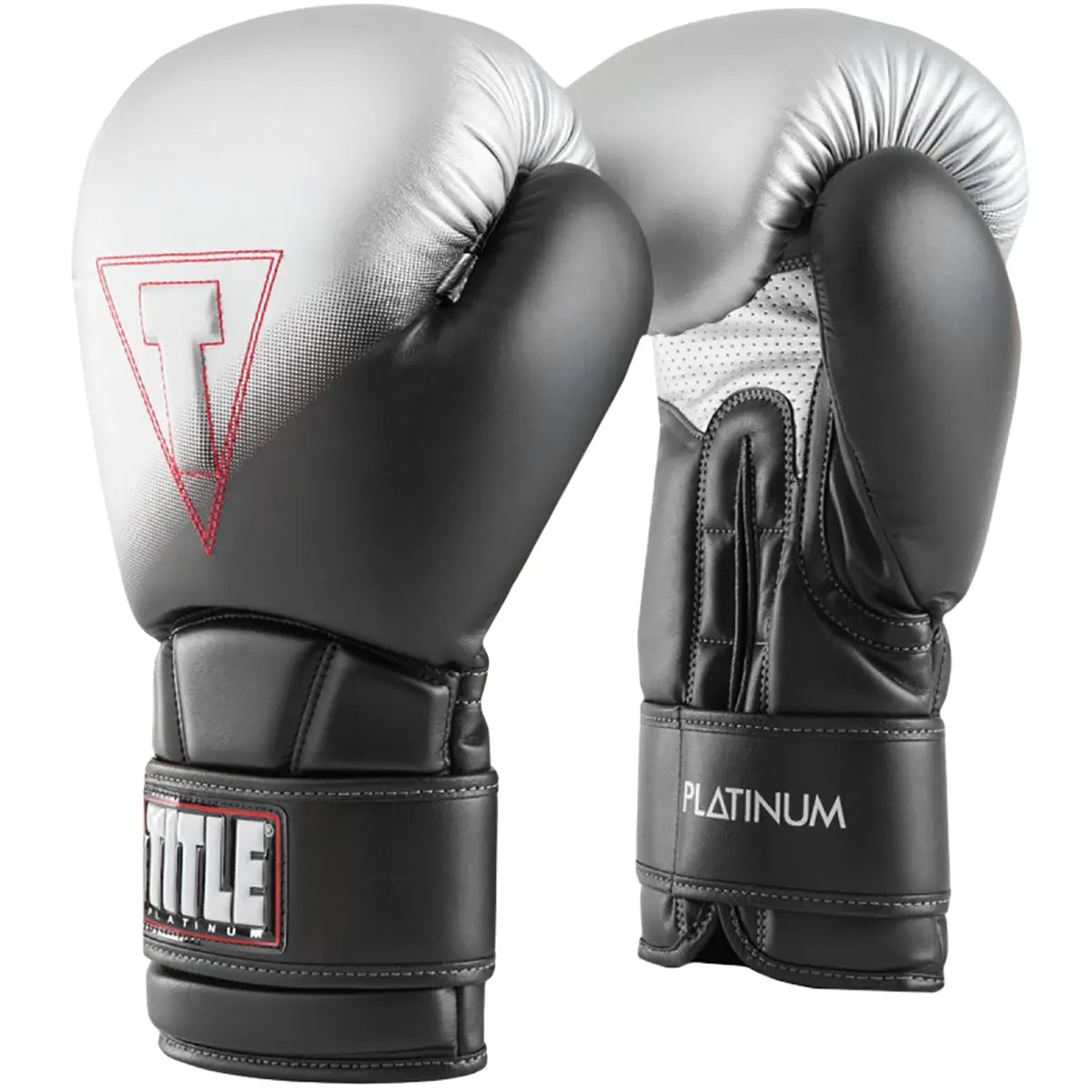 Title Boxing Platinum Proclaim Hook and Loop Training Gloves - Black/Silver