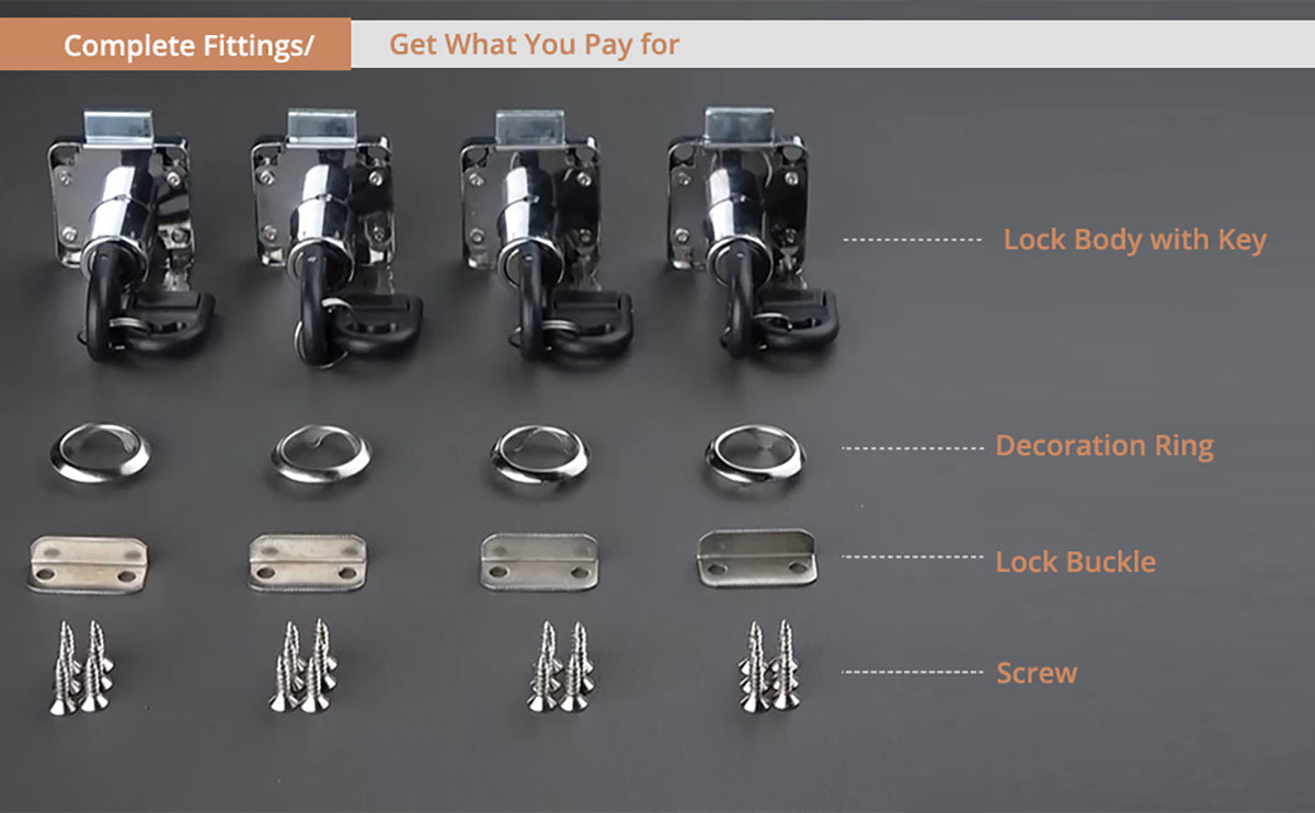 Kamtop 4PCS Cam Lock 22mm with Key Security