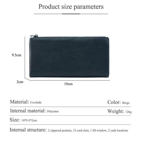 Cossroll Men Women Bifold Cowhide Leather Long Wallets Manufacturer