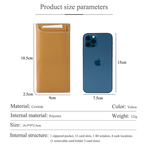 Cossroll Men Women Bifold Long Cowhide Leather Wallets Manufacturer