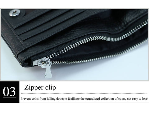 Bifold Zipper Lychee Cowhide Leather Wallets Manufacturer