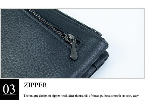 Cossroll Men Women Bifold Cowhide Leather Long Wallets Manufacturer