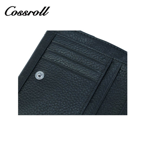 Bifold Zipper Lychee Cowhide Leather Wallets Manufacturer