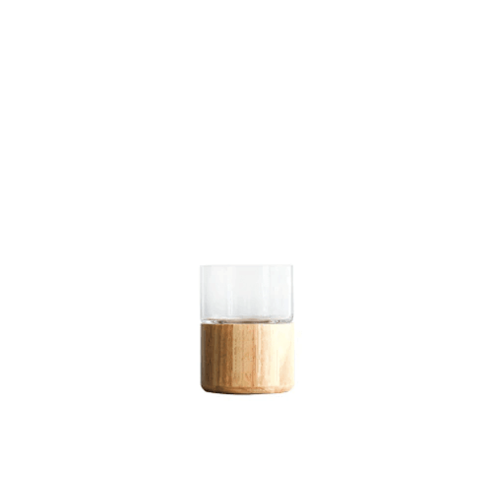Serenity Wood Base Glass Vases