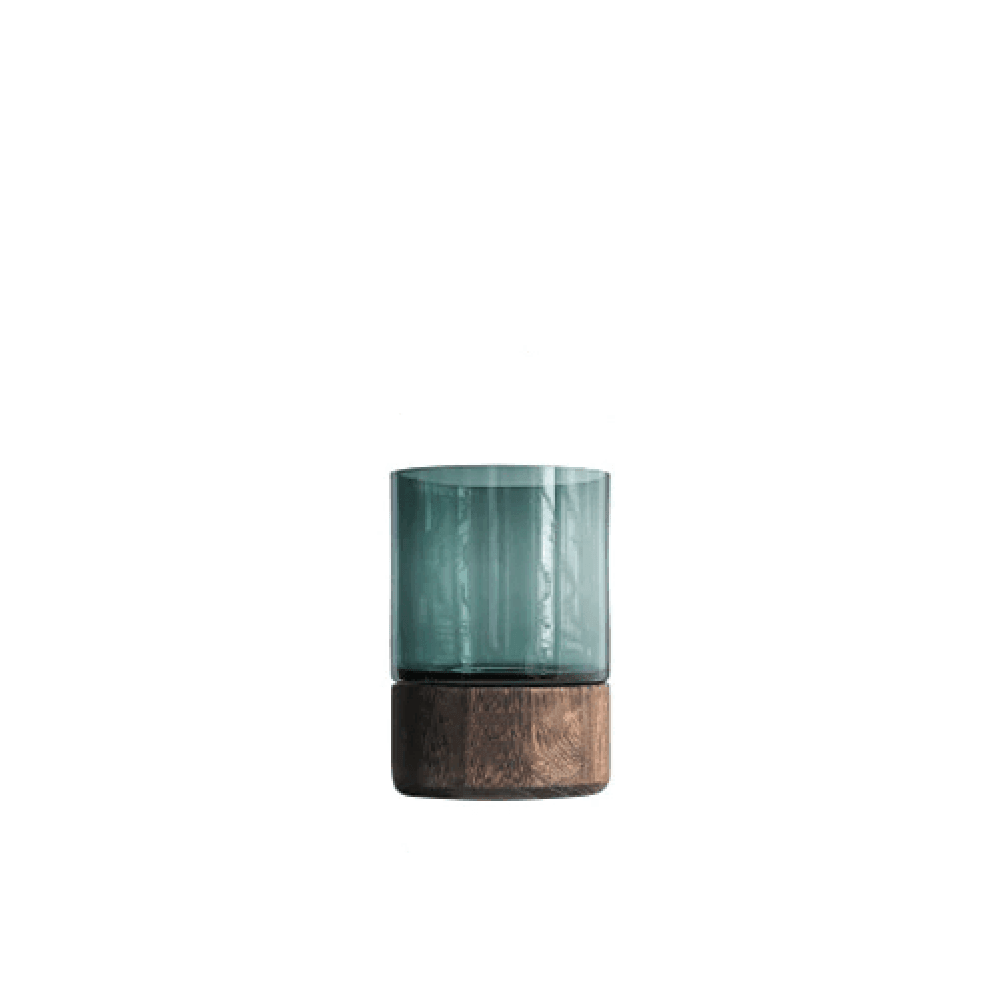 Serenity Wood Base Glass Vases