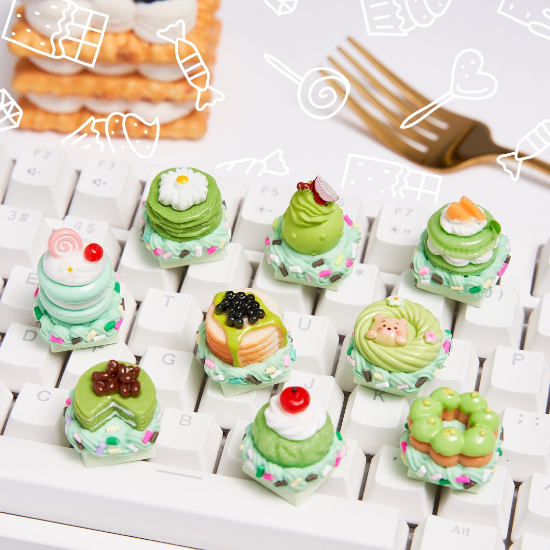 2. Green Dessert Delights Keycaps