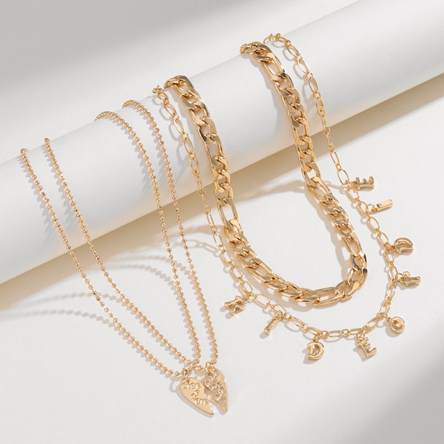 Alloy Double-Layered Necklace with Gold Plating