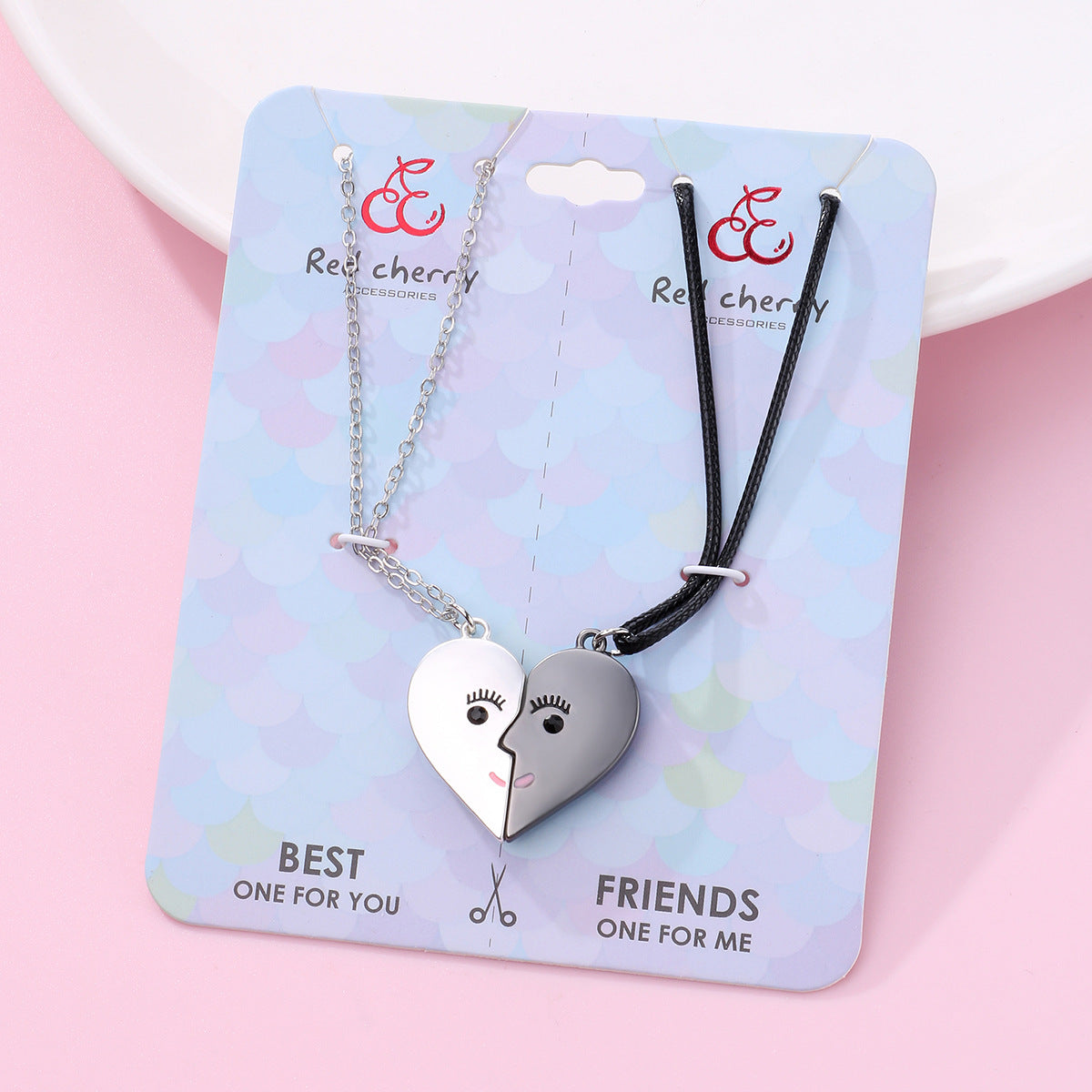 Engraved Half Hearts Best Friend Necklaces Gift Set for 2