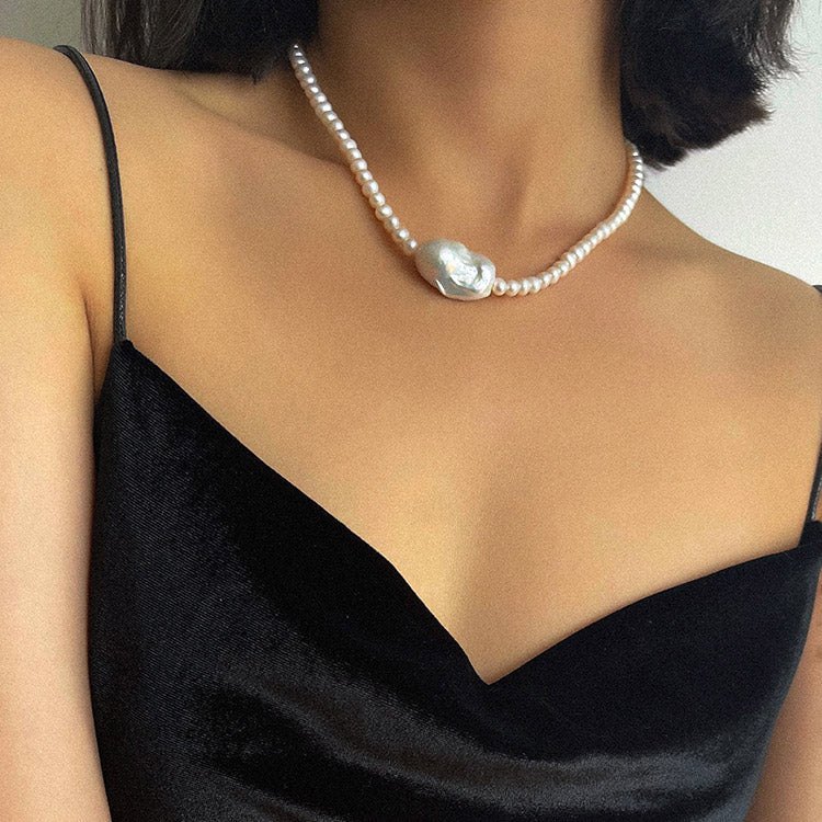 Natural Pearl Baroque Choker Necklace