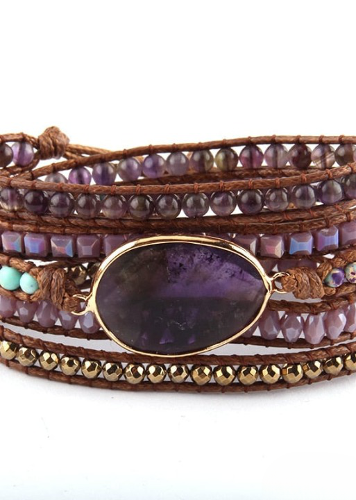 Beaded Leather Wrap Bracelet