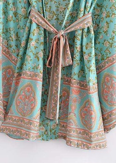 Kimono Boho Chic Green Floral