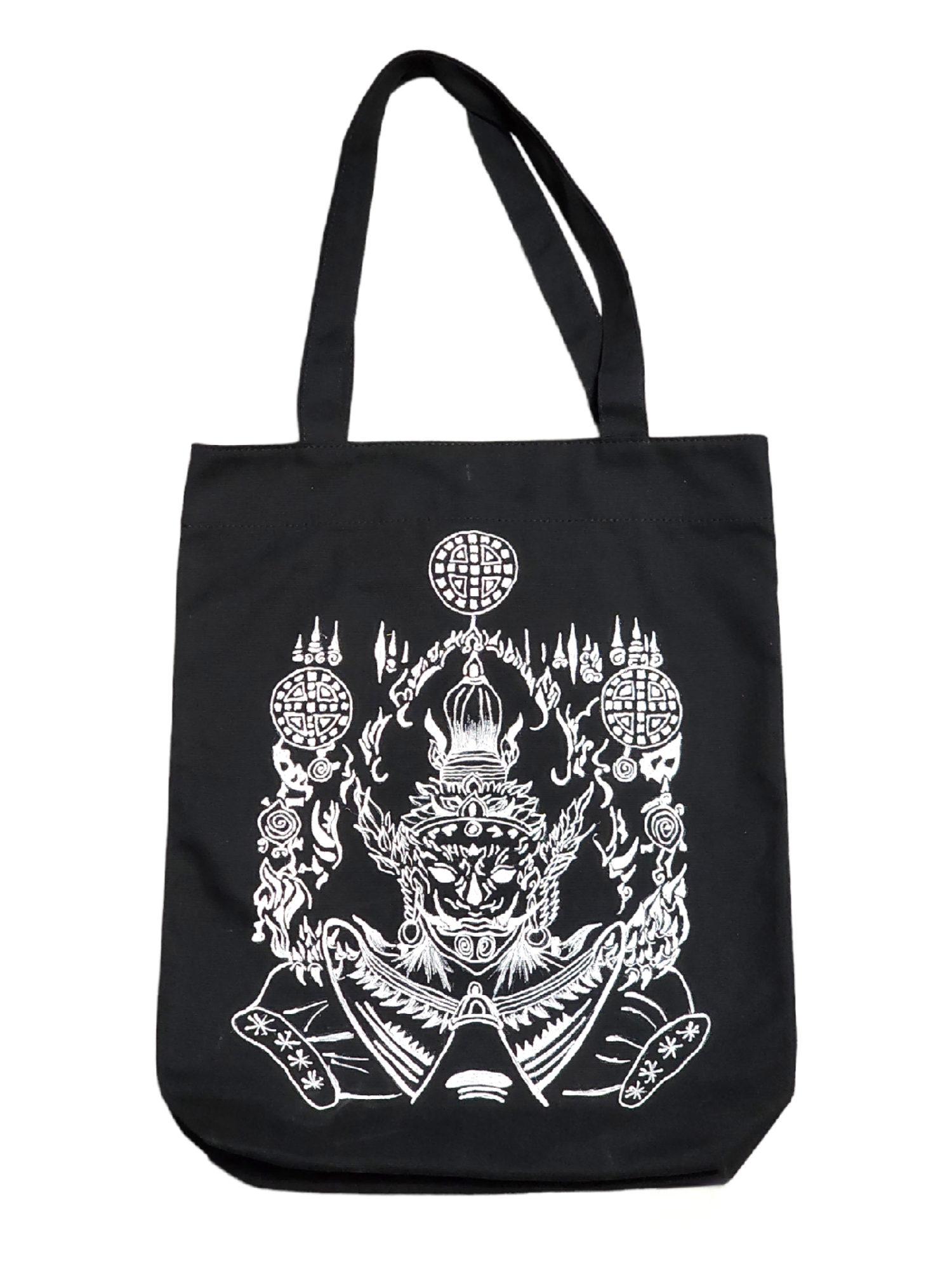 God of Destruction black tote bag - Handmade Drawing