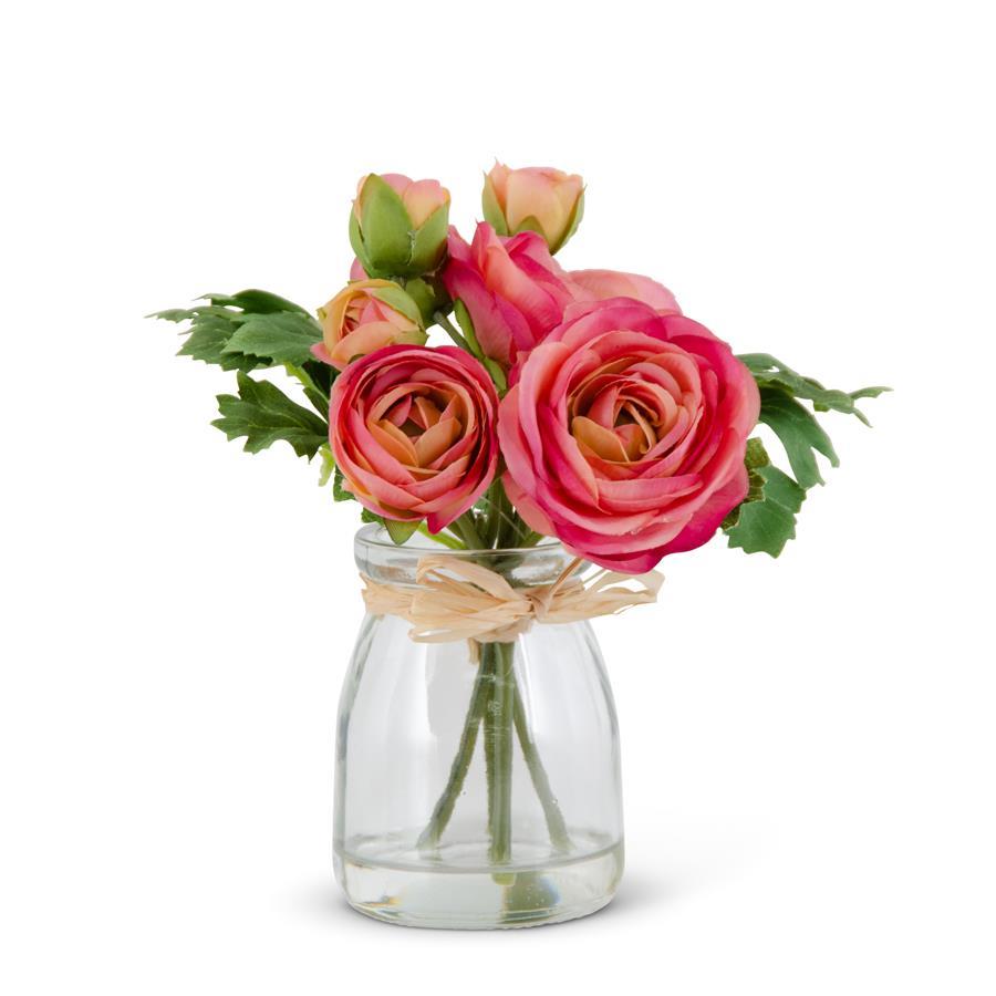 Pink Ranunculus Bouquet in Glass Jar