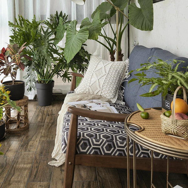 Organic cotton throw pillow in the living room