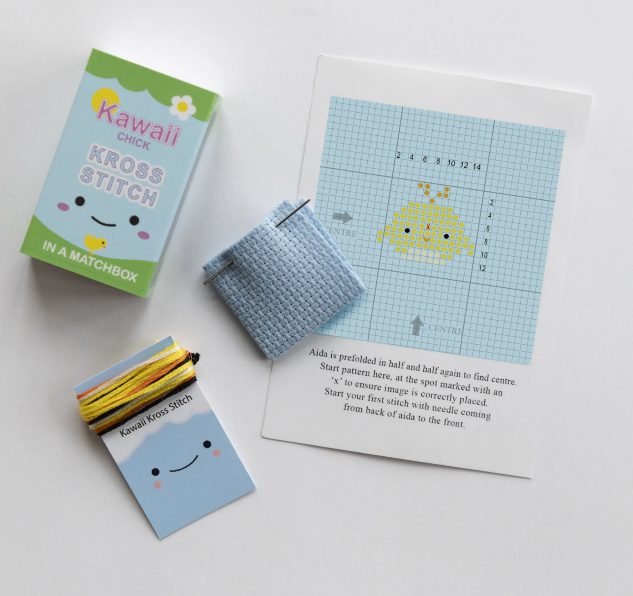 Kawaii Chick Mini Cross Stitch Kit In A Matchbox