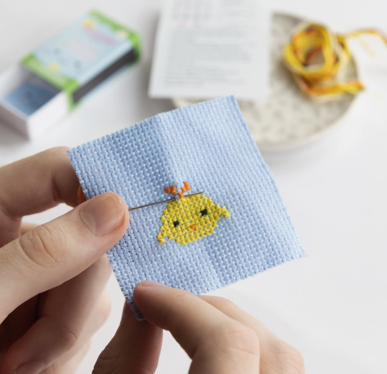 Kawaii Chick Mini Cross Stitch Kit In A Matchbox