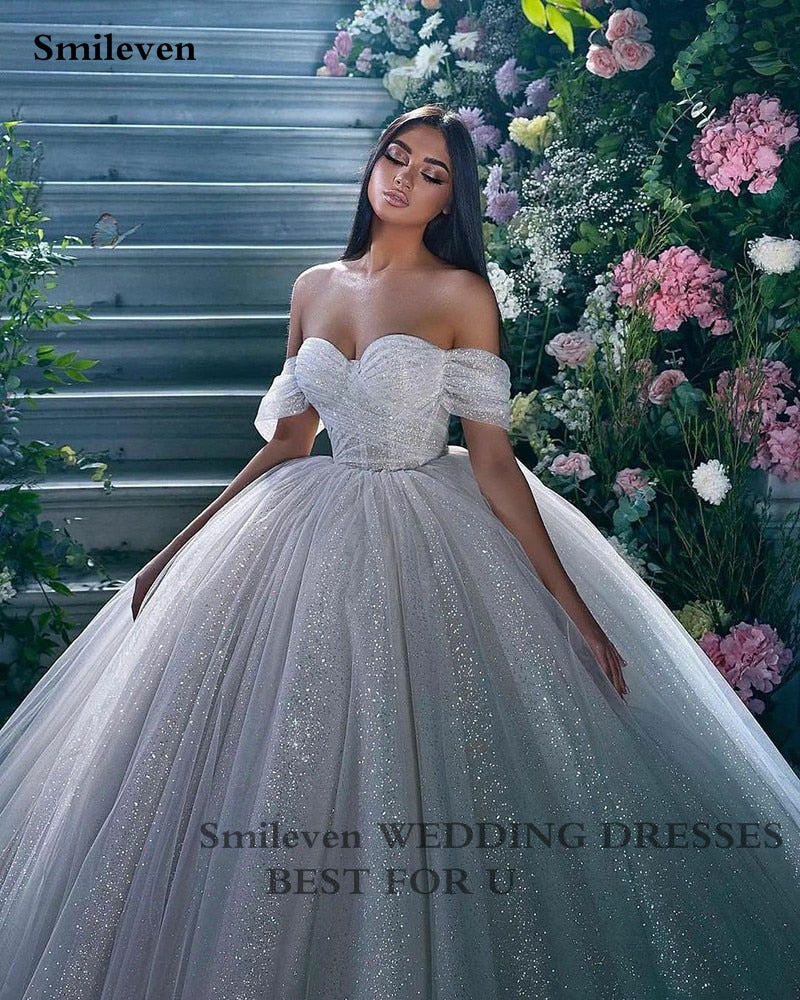 Sweetheart Princess Wedding Dress and Ball Gown with Off the Shoulder Boddess