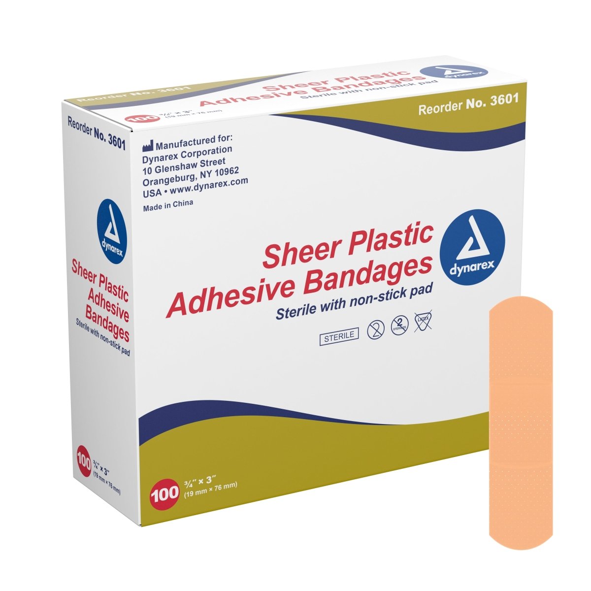 Dynarex Tan Sheer Adhesive Plastic Strips