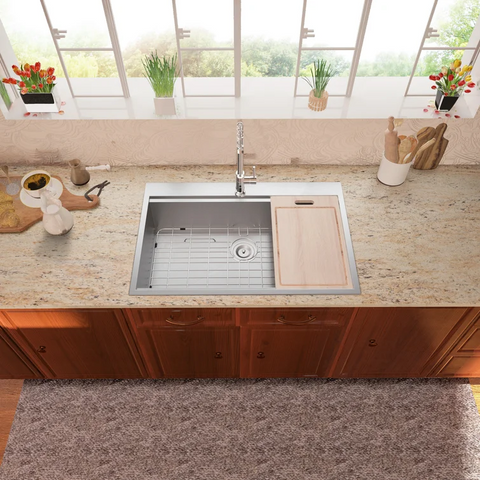 33" W x 22" D Stainless Steel Kitchen Sink Workstation Single Bowl