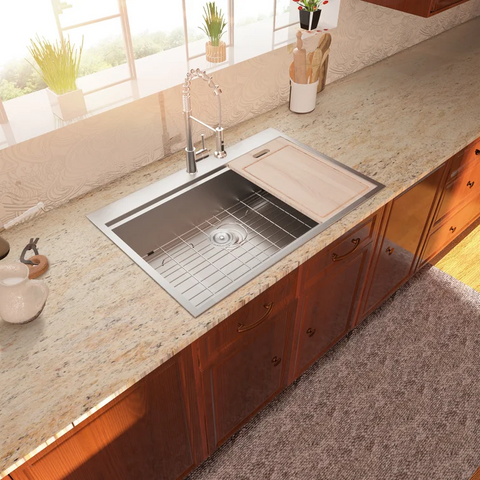 33" W x 22" D Stainless Steel Kitchen Sink Workstation Single Bowl