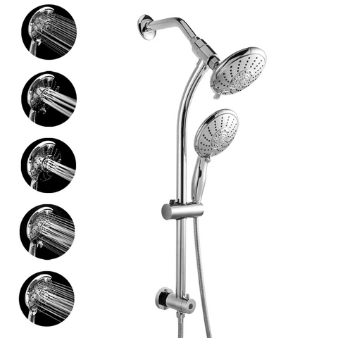 5 Inch Rainfall Round Shower System Shower Head5-Setting Wall Mounted