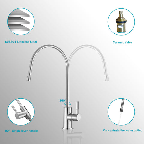 Water Kitchen Faucet Booster Filter 360 Degree Stainless Steel