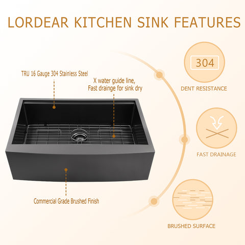 33" W x 22" D Farmhouse Kitchen Sink Workstation Sink with Cutting Board Apron Front