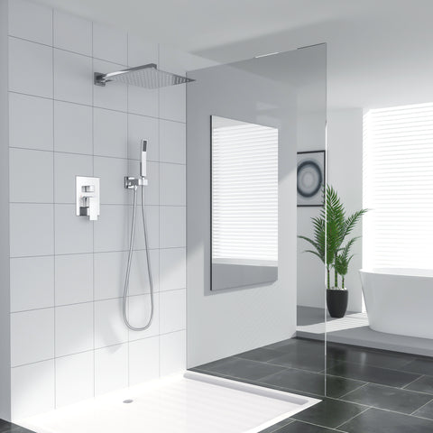 12'' Rainfall Shower Head System Handheld in Chrome Polish