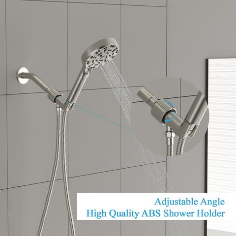 5 Inch Round Rainfall Handheld Shower Head 8-Setting Wall Mounted